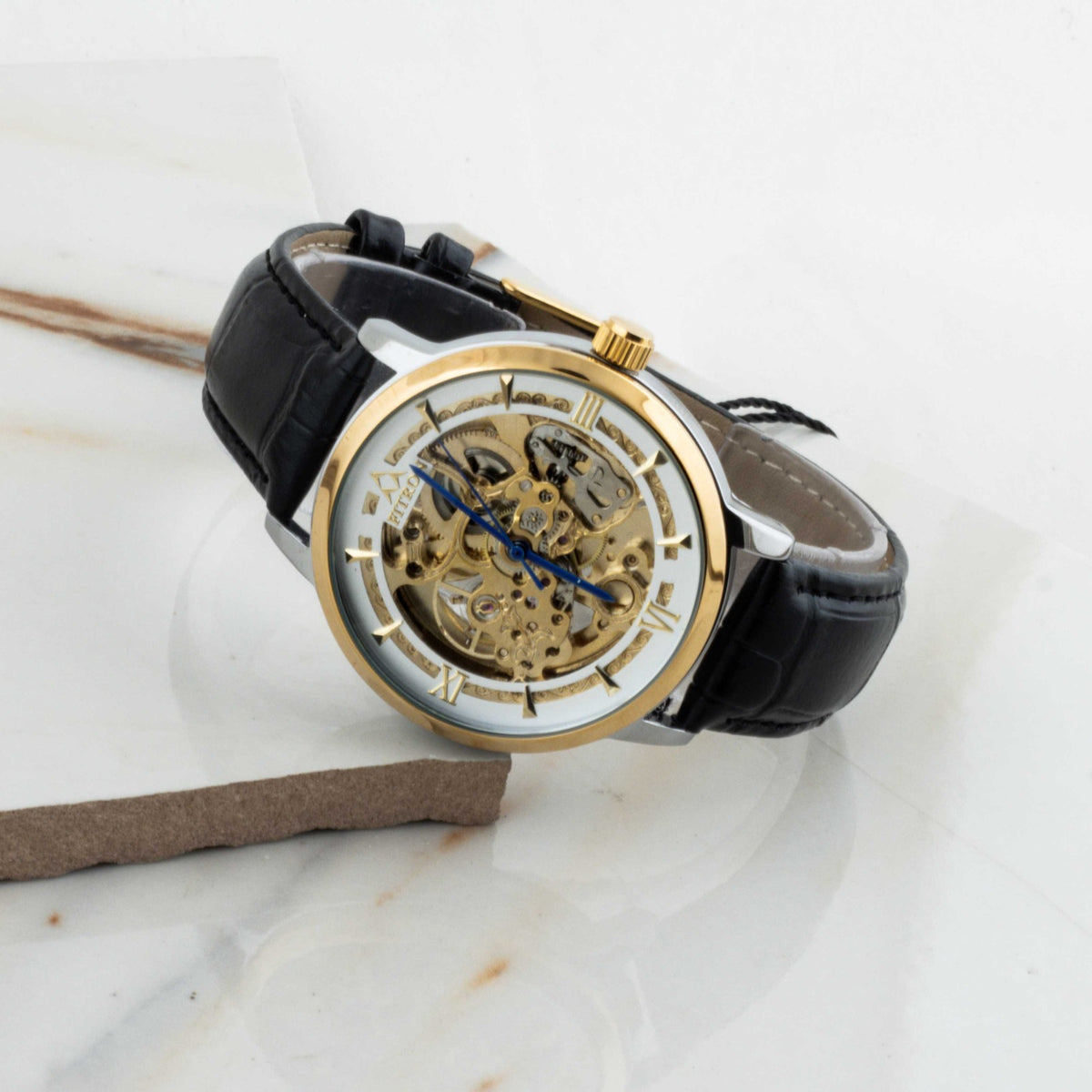 Automatic Mechanical Watch With Leather Strap