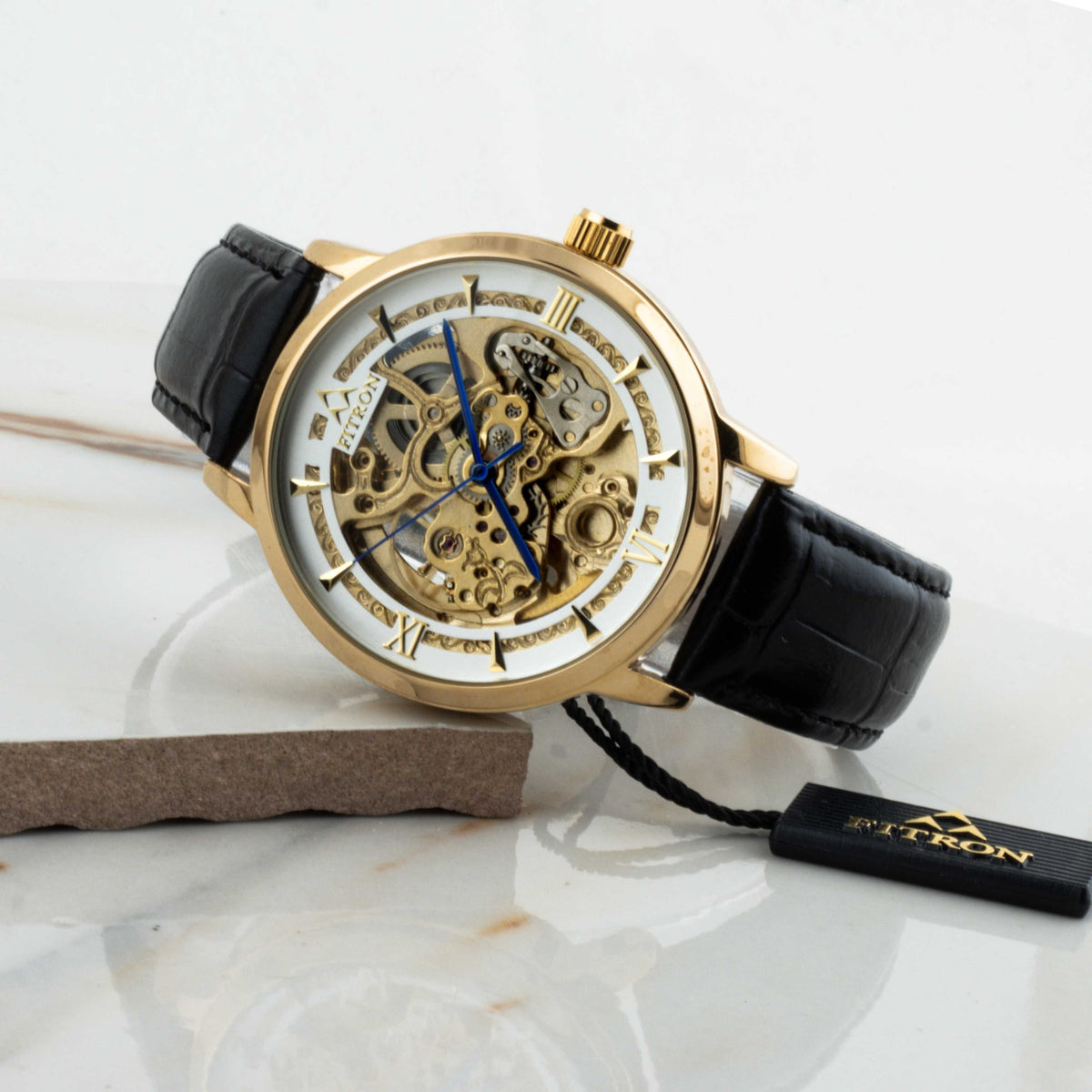 Automatic Mechanical Watch With Leather Strap