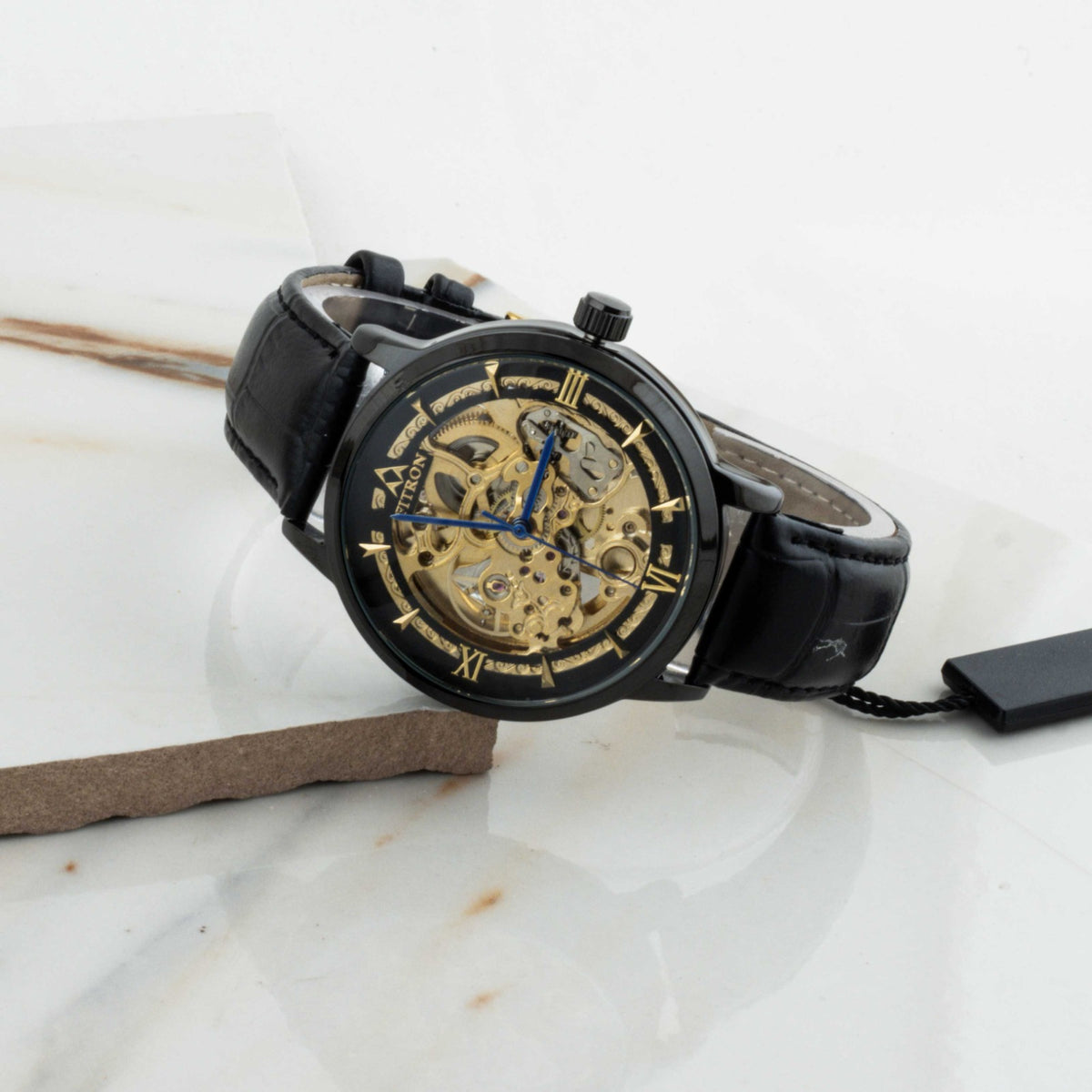 Automatic Mechanical Watch With Leather Strap