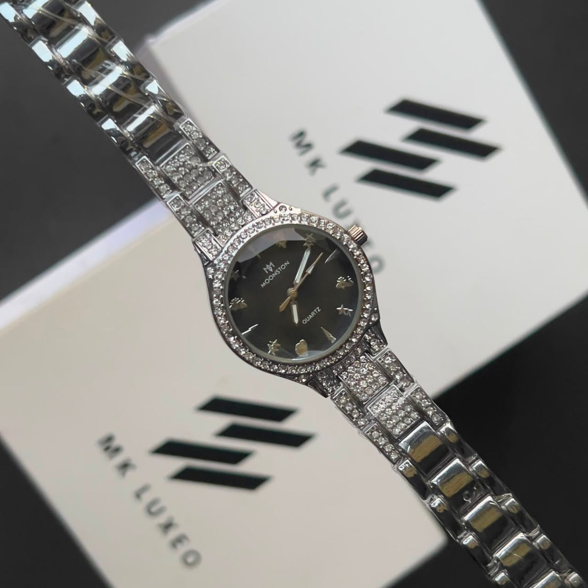 Moonstone Ladies Watch – Premium Diamond Style Bracelet