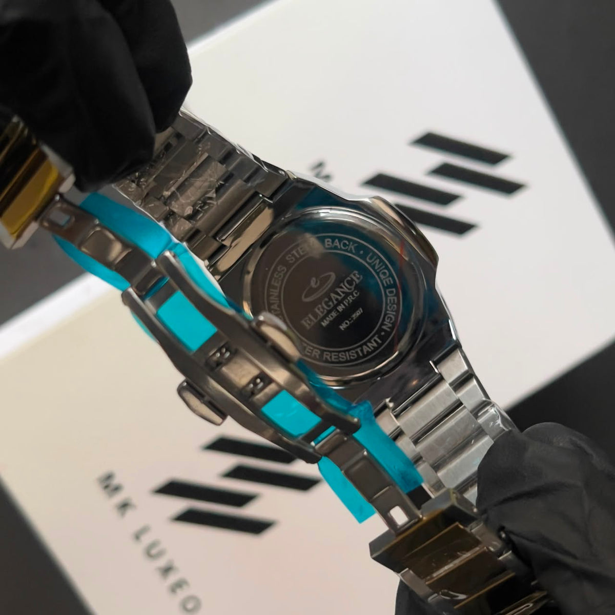 Blue Dial Stainless Steel Watch – Luxury Octagonal Design