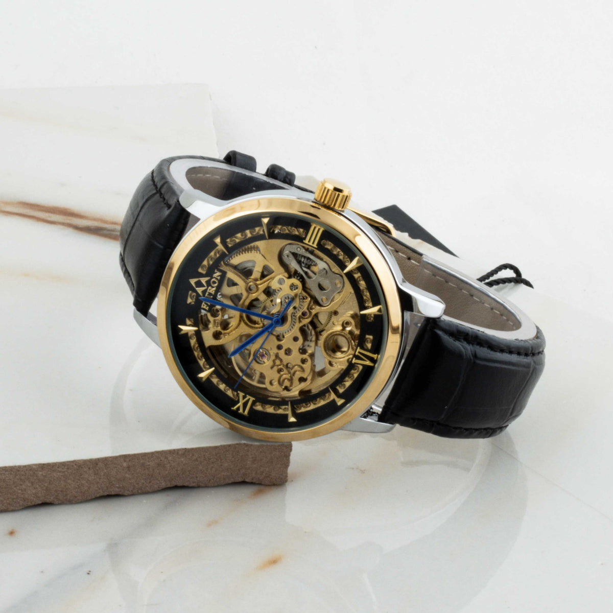 Automatic Mechanical Watch With Leather Strap
