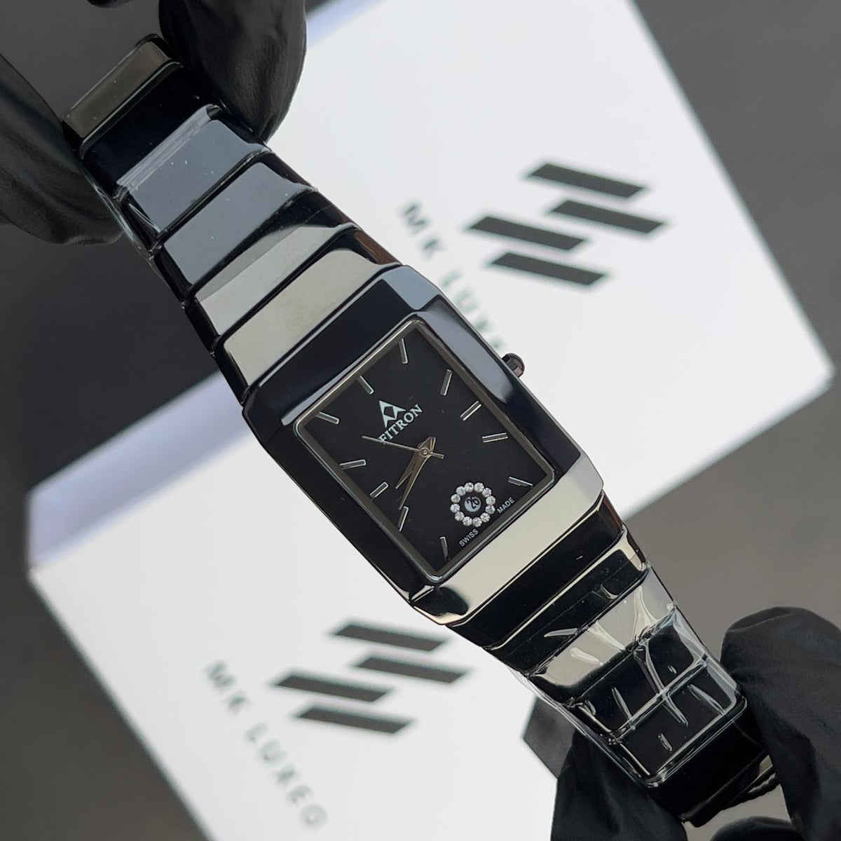 Fitron Black Rectangular Watch